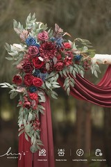 Burgundy Artificial Wedding Arch Flowers Kit Pack of 4, 2pcs Hanging Flower