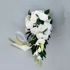 Artificial Rose Wedding Bride Multicolor Waterfall Flower Bouquet Romantic Decor