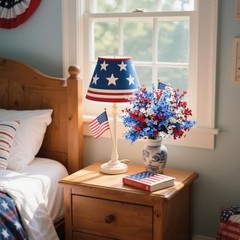 DoubleWood 4 of July Decor Artificial Flowers Indoor, 10PCS Red White and Blue