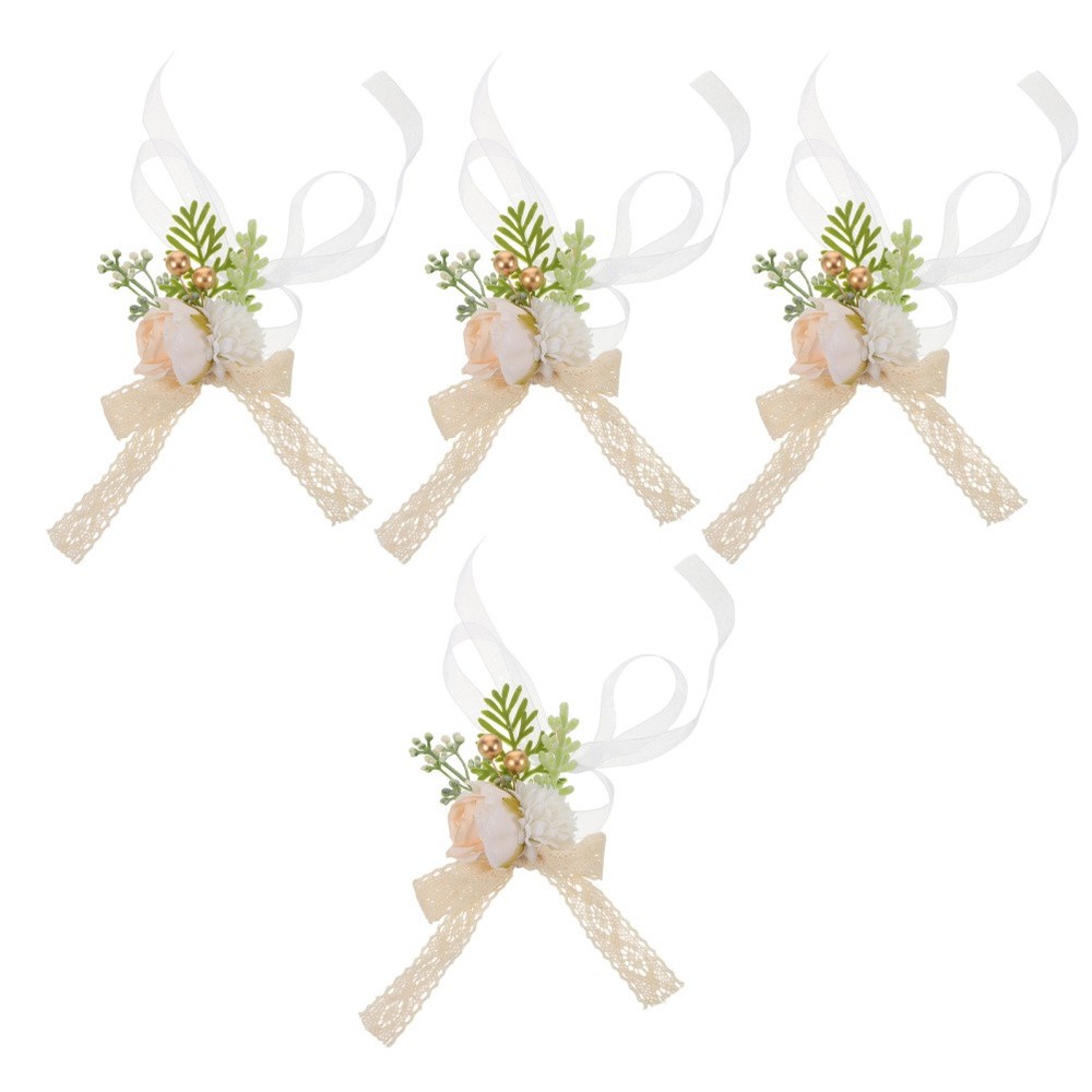 4 Pcs Prom Flower Wrist Corsage Bridesmaid Bridesmaids Hand Flowers
