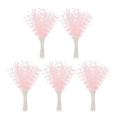 50 Pcs 4mm Pearl String Bouquet Pearl Stick Stems Bouquets Garland Spray, Pink