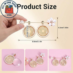 Antique Gold Pearl Wedding Bouquet Charm with Double Frame Pendant