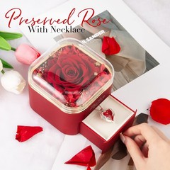 NEWNOVE Gifts for Her, Preserved Real Red Rose with Angle Wings 2-red