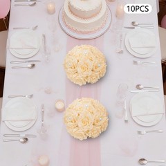 Artificial Flower Ball 10 Pcs Champagne Diamond Rose Pearl Wedding Centerpiece