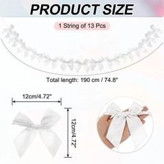 1 String of 13 PCS White Bow Garland Banner Decoration Party Bow