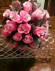 Bling Crystal Wedding Bouquet Matching Bling Boutonere Bling Pink Rose Bouquet