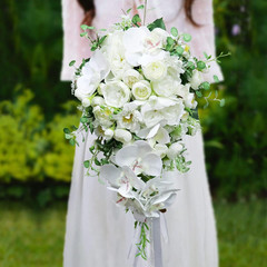 Elegant White Phalaenopsis Bridal Bouquet for Weddings and Anniversaries