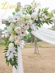 Artificial Wedding Arch Flowers with Chiffon Runner, Pack of 3 | Includes 2 Flow
