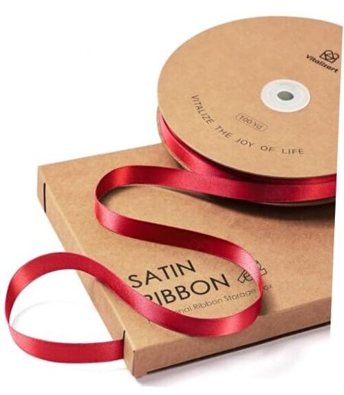 Satin Ribbon 3/8” x 100 Yards Ribbon for Gift Wrapping Hair Craft 3/8 inch Red
