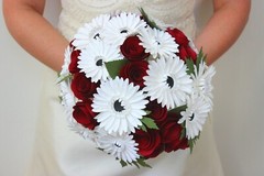 Deluxe Rose and Gerbera Daisy Wedding Bouquet – Paper Flower Bouquet, Roses