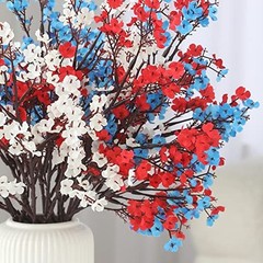 10 Pcs 4th of July Flowers Artificial Babys Breath Fake Silk Red, White, Blue