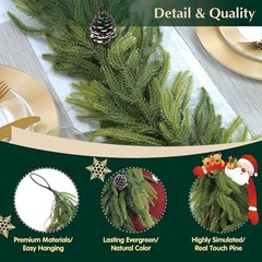 Pcs, 6Ft Norfolk Pine Garland Christmas Decorations, Real Norfolk-6Ft-2Pcs 2