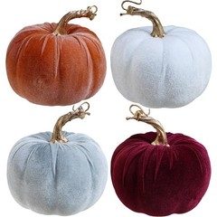 Winlyn Set of 4 Fall Velvet Artificial 5.3″ x 5.1″, Burgundy and White