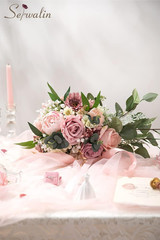 Dusty Pink Peony Wedding Bouquet for Bride & Bridesmaid – 9.8 Inch Decor