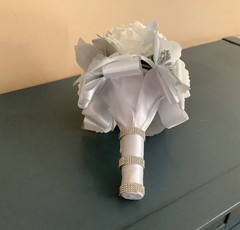 Silver poinsettia and rose wedding bouquet