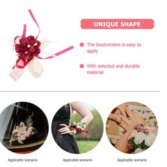 3Pcs Reusable Red Flower Wristband for Bohemian Wedding Costume