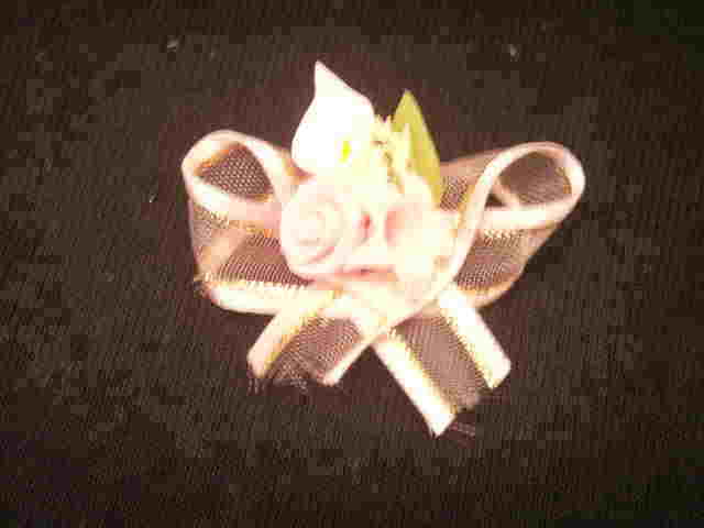 60 mini clay rose & lily with ribbon 1.5″ x 1″ pink