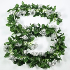 6 ft 3D Silver Chain SILK ROSES Garland Wedding Flowers Bouquets Light Gray