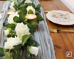 5Pcs 32.5FT Artificial Rose Vine Fake Flower Garland Fake Silk Floral White