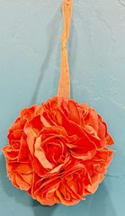 Silk Flower Kissing Ball Wedding Centerpiece, 6-inch Pink Flowers