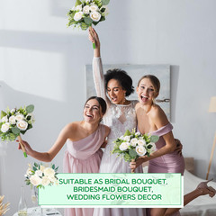10 Pack White Artificial Bridesmaid Bouquets, 7 Inch, Vintage, Rustic, Boho Styl