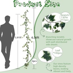 pcs Artificial Ivy Artificial Vines Artificial Plants 71 Inch 2 Green and White