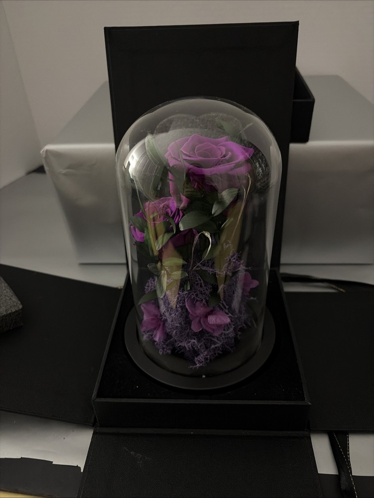 DENIMOMO Flowers Roses Gifts for Women Her,Forever H7.8in W4.7in, Purple Rose