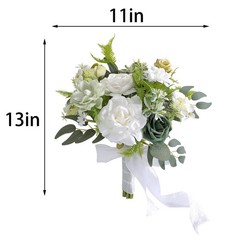 Bridal Bouquet White Rose 11 Inch Artificial Shower Anniversary Prop Home Decor