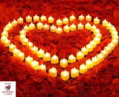 Juego de pétalos de rosa y velas, 6000 pétalos de rosa artificiales y 72 velas