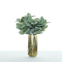 4 Frosted Green 12-Inch Artificial Flocked Lambs Ear LEAVES SPRAYS STEMS Party