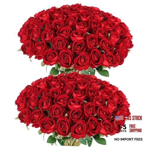 Pcs Artificial Roses Bulk Velvet Silk Red Rose Roses for Wedding 60 Burgundy