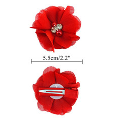 40 Pcs Chiffon Flower Hair Clips 2″ with Rhinestones Pearls Kids Hair Bows