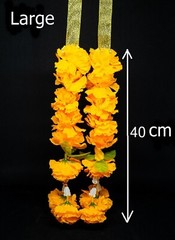 Marigold Garland Gold Bow Artificial Flower Worship Decor Wedding Hanging Shrine