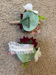 Deep Red Corsage and Boutonniere Set for Wedding Prom, Artificial Flower Wrist