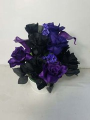 Purple Black Rose Calla Lily Bridal Wedding Bouquet Accessories