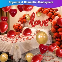 50PCS Love Balloons and Heart Balloons Kit&2000 PCS Silk Rose Petals 42Inch I