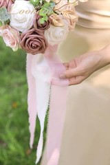 Lookein Bridesmaid Bouquet Set of 4 Boho Wedding Bouquet 7-Inch Fake Flower B…