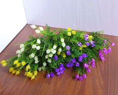 Set of 8 Artificial Plastic Small Pine cones Flowers Grass (4 Colors each two)