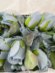 NEW – Lot of 9 Dusty Blue – Rose – Wedding Boutonnieres – Qty 9 with Pearl Pins