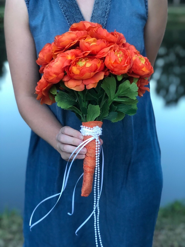 Vibrant Orange Wedding Bouquet Set