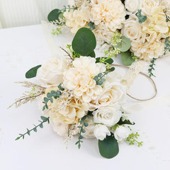 Set of 4 Bridesmaid Bouquets for Wedding, 9 Inch Boho Bridesmaid Flowers for Cer