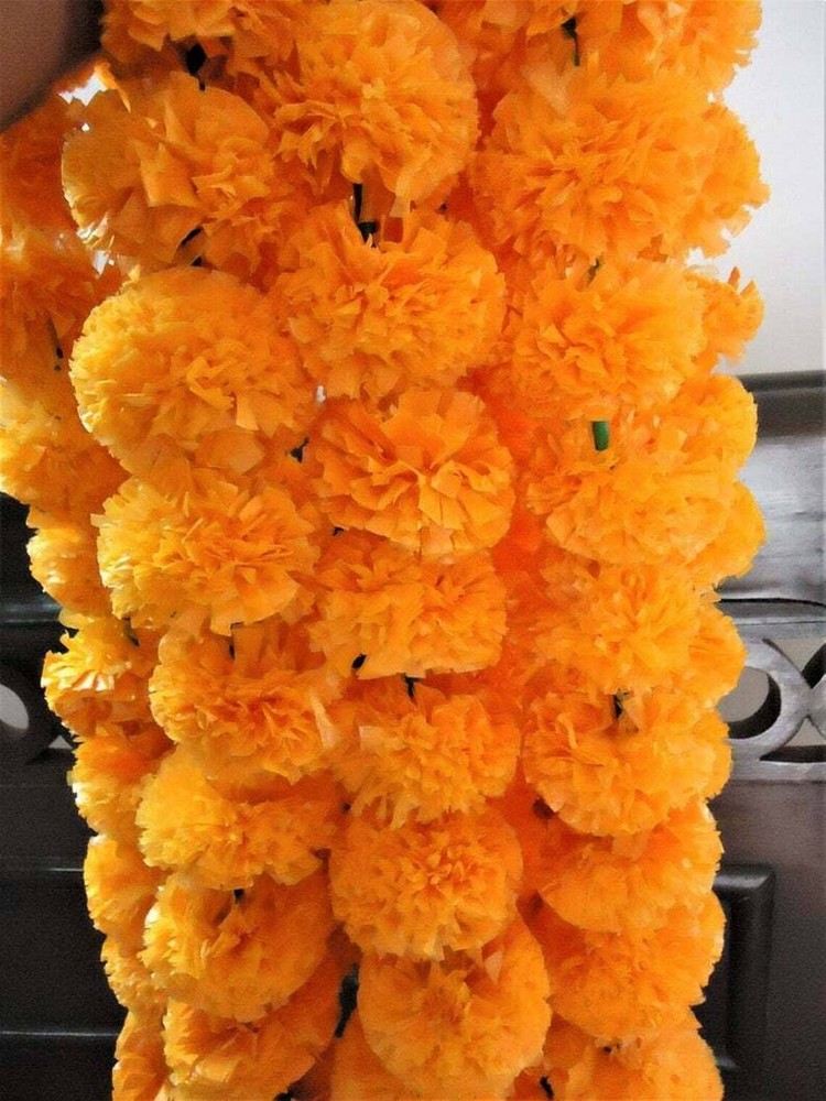 Artificial Marigold Event Wedding Flower Garlands Diwali Decoration 50 String