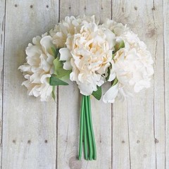 11″ Cream Silk Artificial Peony Flowers Bouquet Wedding Centerpieces Decorations