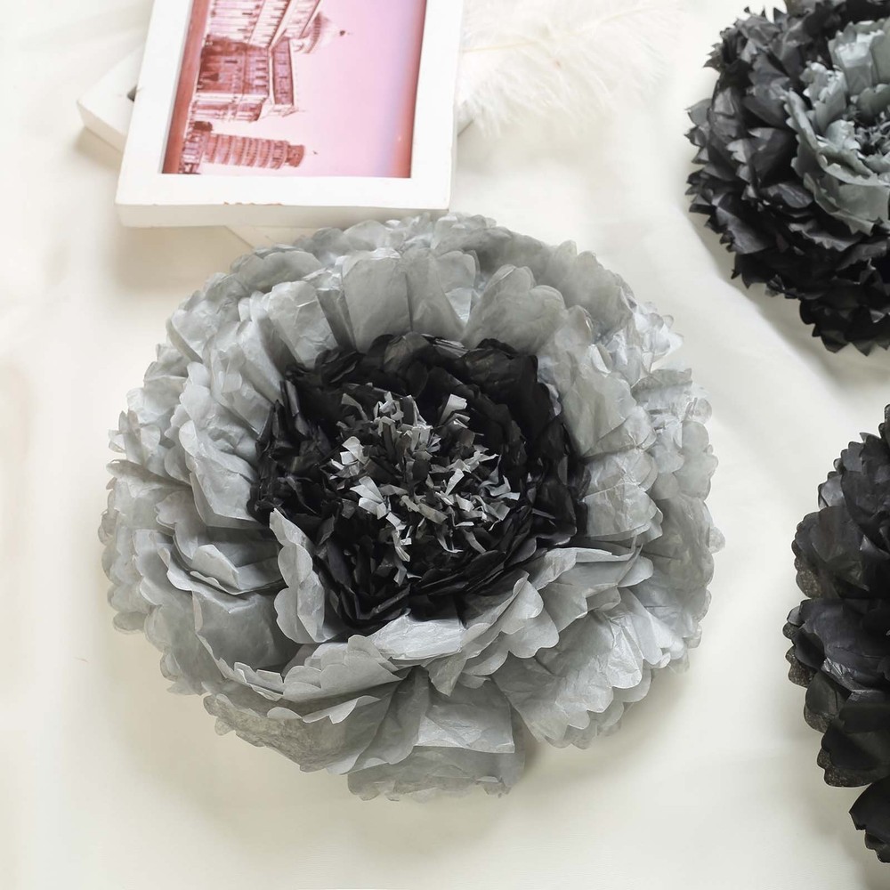 6 pack 12″ 16″ 20″ Charcoal Grey Tissue Paper Carnation Flowers Backdrop
