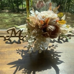 Bridal Wedding Bouquet Budget Friendly Handmade Faux Flowers White Pink Orange