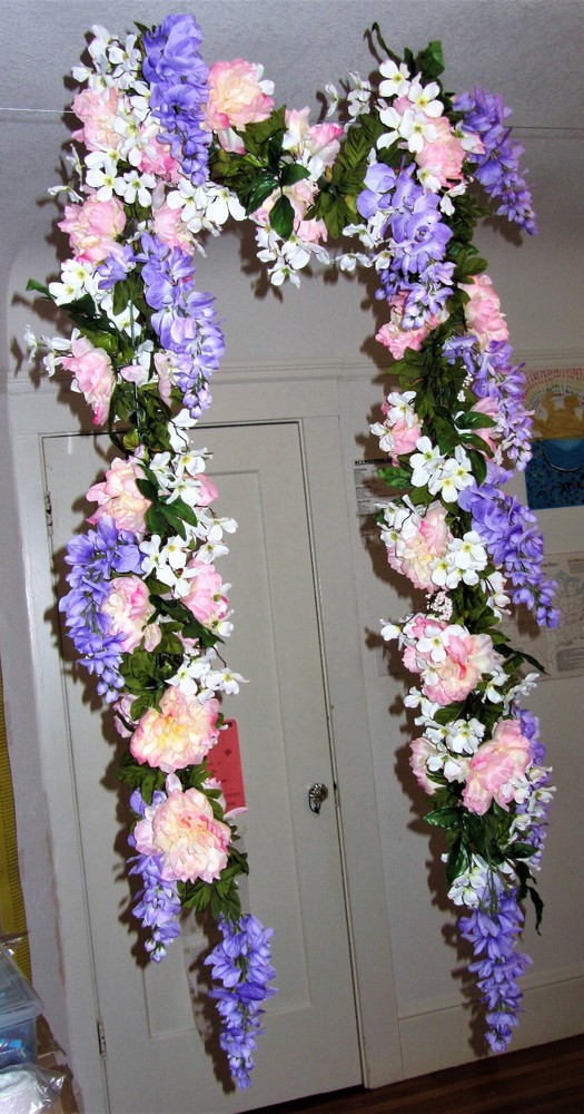 Wedding Fabric Garland 18 feet Purple Wisteria Peony Dogwood Gazebo Decoration
