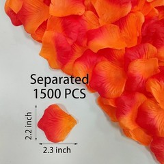1500 PCS Separated Artificial Orange & Red Rose Petals Sunset Flower