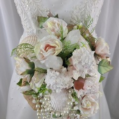 Seaside Crystal Treasures Faux Silk Wedding Bouquet