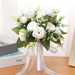 Artificial Silk Rose Wedding Bouquet – Bridal And Bridesmaid Floral Arrangement