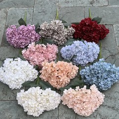 Large Size 5 Heads Artificial Flowers White Pink Hydrangea Silk DIY Wedding Brid